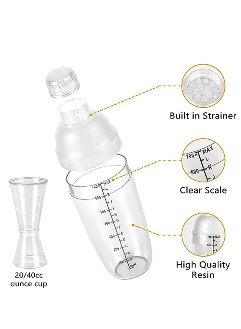 Plastic Cocktail Shaker, 4 Pcs 24oz Drink Mixer Drink Shaker, with 4 Pcs Ounce Cup, Plastic Shaker Bottle Tea Drink Mixer Cocktail Measuring Cup for Kitchen Bar Party Tools - Image 2